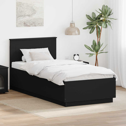 Bed Frame with Headboard Black 90 x 200 cm Engineered Wood