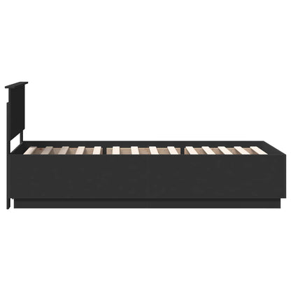 Bed Frame with Headboard Black 90 x 200 cm Engineered Wood