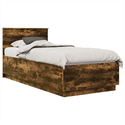 Bed Frame with Headboard Smoked Oak 70 x 190 cm Engineered Wood