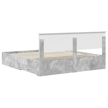 Bed Frame Concrete Grey 200 x 200 cm Engineered Wood