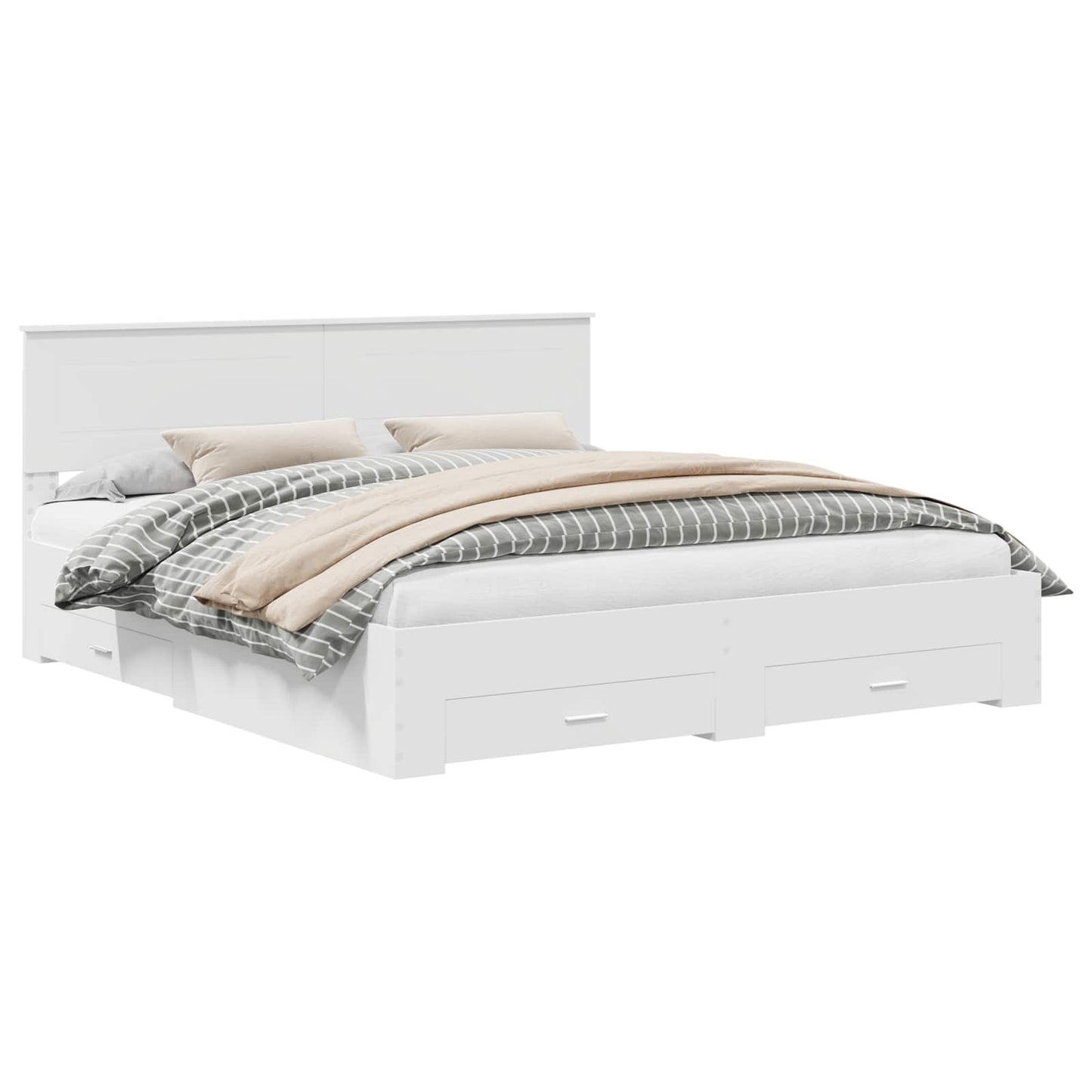 Bed Frame with Headboard White 180 x 200 cm Engineered Wood