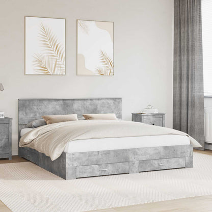 Bed Frame Concrete Grey 180 x 200 cm Engineered Wood