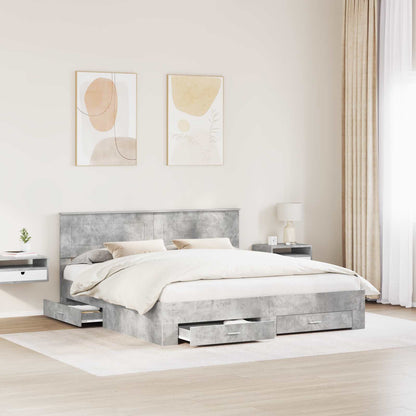 Bed Frame Concrete Grey 180 x 200 cm Engineered Wood