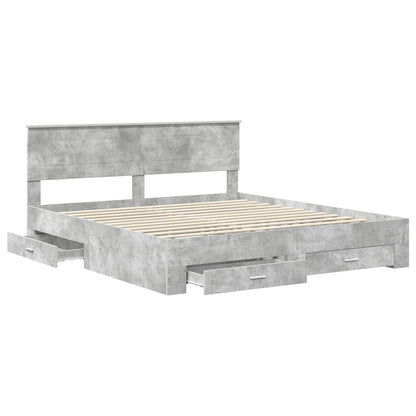 Bed Frame Concrete Grey 180 x 200 cm Engineered Wood