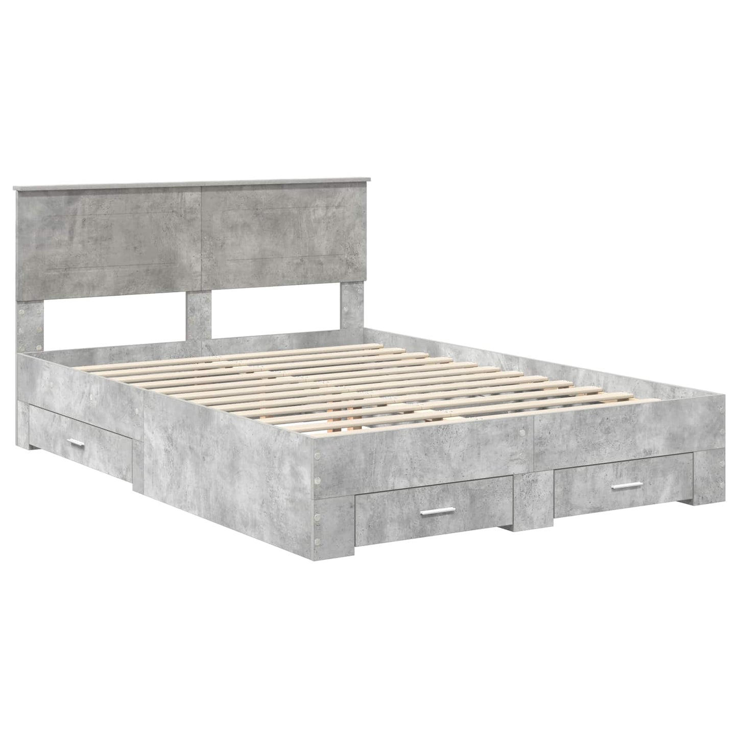 Bed Frame Concrete Grey 160 x 200 cm Engineered Wood