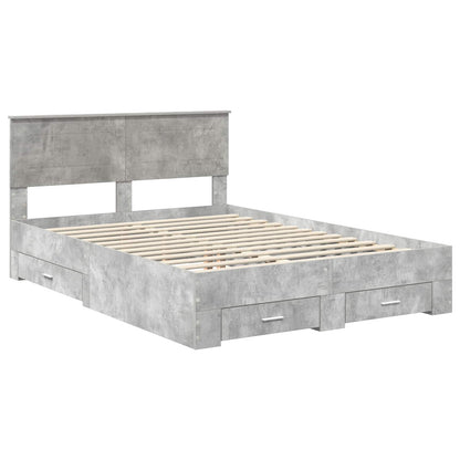 Bed Frame Concrete Grey 160 x 200 cm Engineered Wood