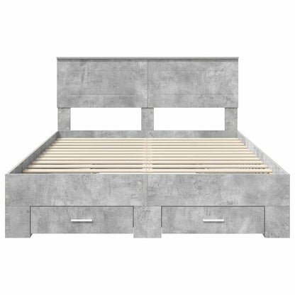Bed Frame Concrete Grey 160 x 200 cm Engineered Wood