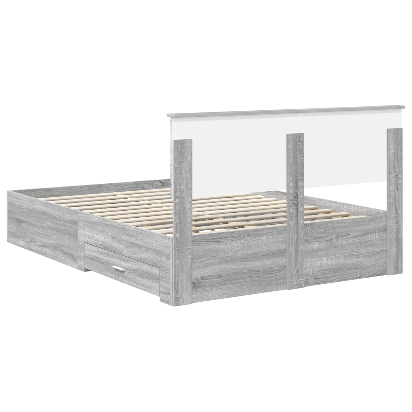 Bed Frame with Drawer Grey Sonoma 160 x 200 cm Engineered Wood