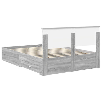 Bed Frame with Drawer Grey Sonoma 160 x 200 cm Engineered Wood