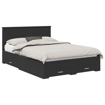 Bed Frame Black and Silver 150 x 200 cm Engineered Wood