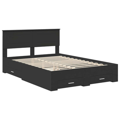 Bed Frame Black and Silver 150 x 200 cm Engineered Wood