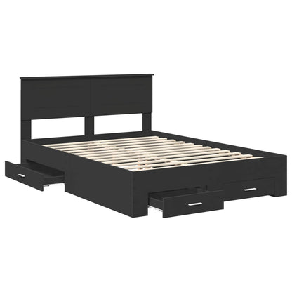 Bed Frame Black and Silver 150 x 200 cm Engineered Wood
