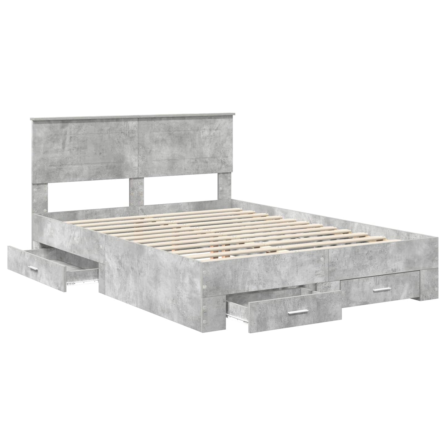 Bed Frame Concrete Grey 150 x 200 cm Engineered Wood