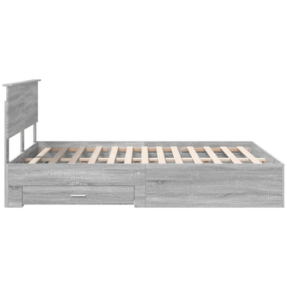 Bed Frame with Drawer Grey Sonoma 150 x 200 cm Engineered Wood