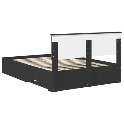 Bed Frame with Headboard Black 140 x 190 cm Engineered Wood