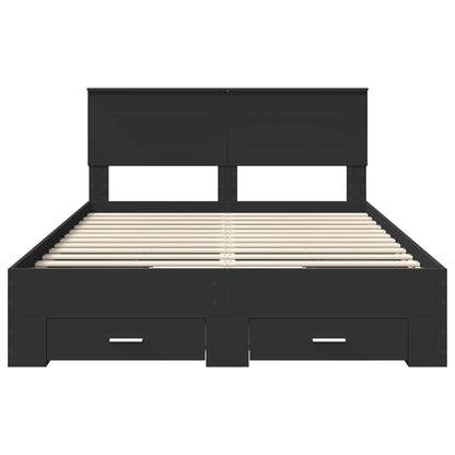 Bed Frame with Headboard Black 140 x 190 cm Engineered Wood