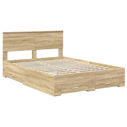 Bed Frame with Drawer Sonoma Oak 140 x 190 cm Engineered Wood