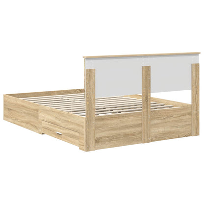 Bed Frame with Drawer Sonoma Oak 140 x 190 cm Engineered Wood