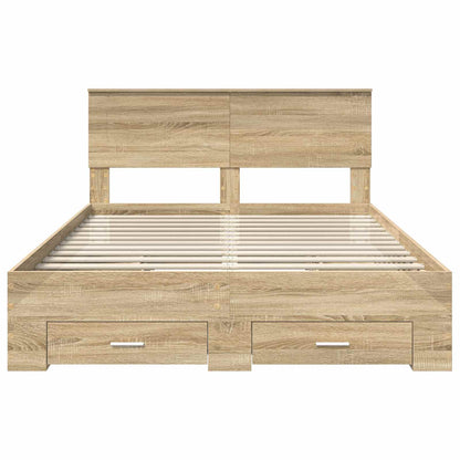 Bed Frame with Drawer Sonoma Oak 140 x 190 cm Engineered Wood