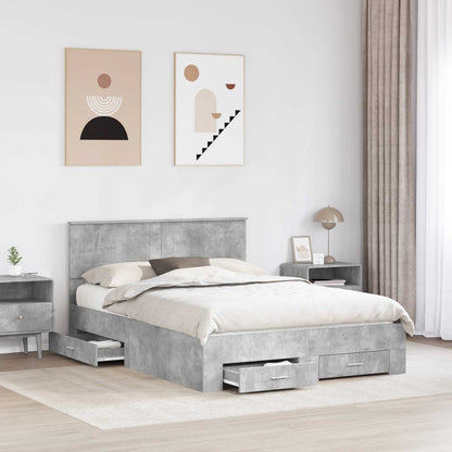Bed Frame Concrete Grey 140 x 190 cm Engineered Wood