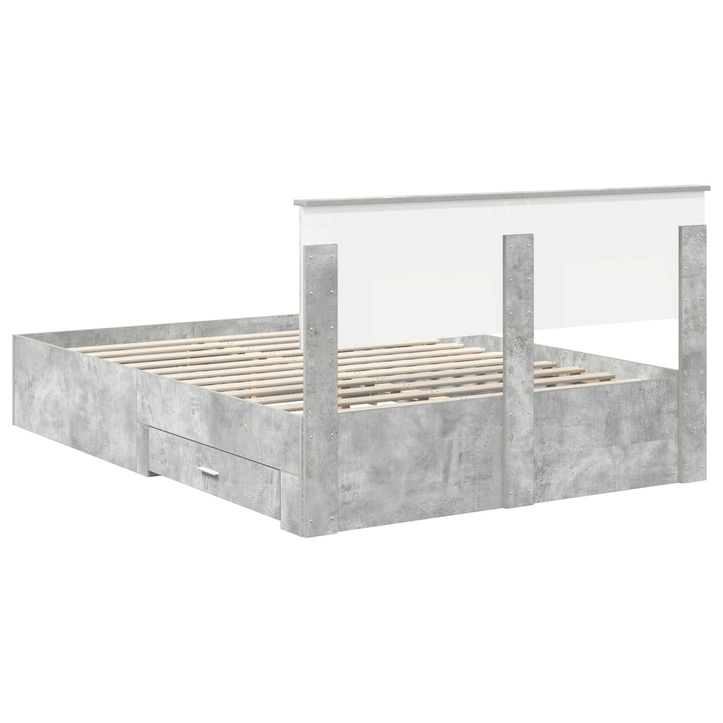 Bed Frame Concrete Grey 140 x 190 cm Engineered Wood