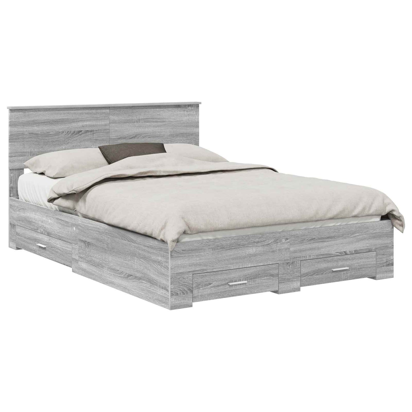 Bed Frame with Drawer Grey Sonoma 140 x 190 cm Engineered Wood