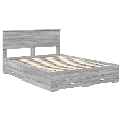 Bed Frame with Drawer Grey Sonoma 140 x 190 cm Engineered Wood