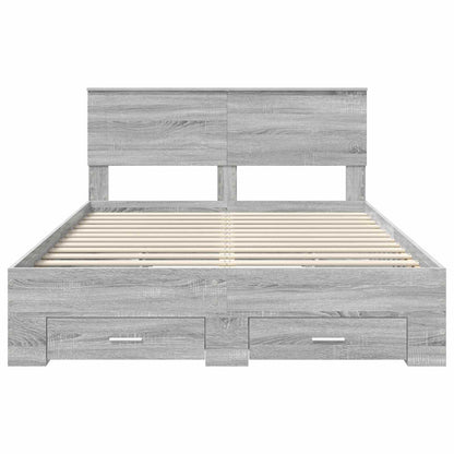 Bed Frame with Drawer Grey Sonoma 140 x 190 cm Engineered Wood