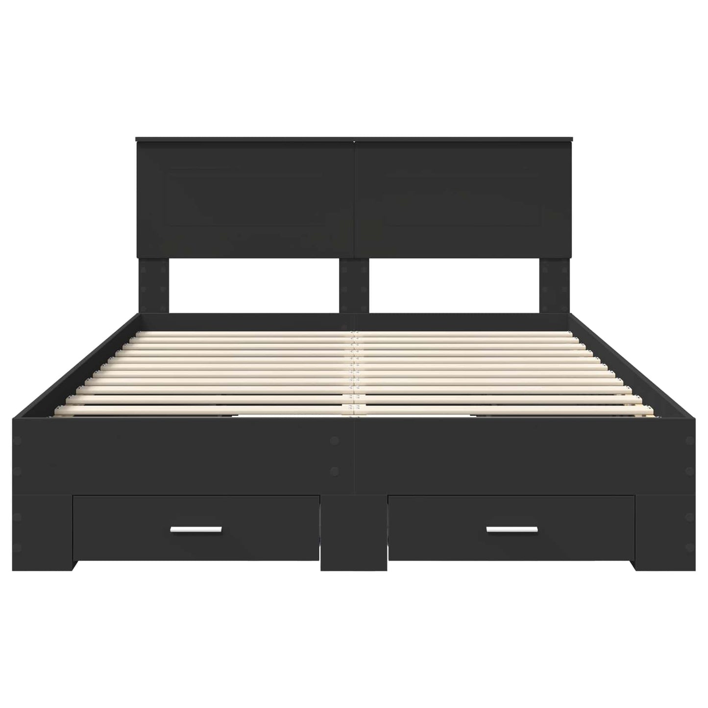 Bed Frame with Headboard Black 140 x 200 cm Engineered Wood