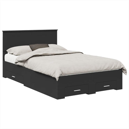 Bed Frame with Headboard Black 135 x 190 cm Engineered Wood