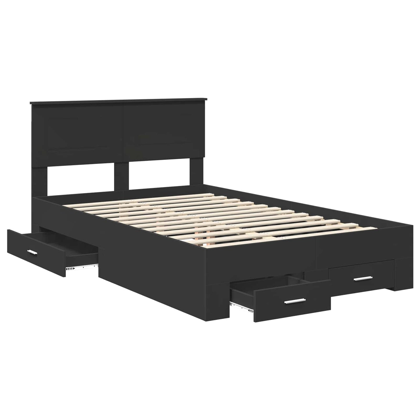 Bed Frame with Headboard Black 135 x 190 cm Engineered Wood