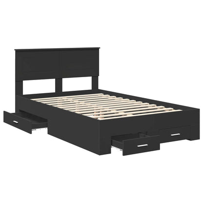 Bed Frame with Headboard Black 135 x 190 cm Engineered Wood