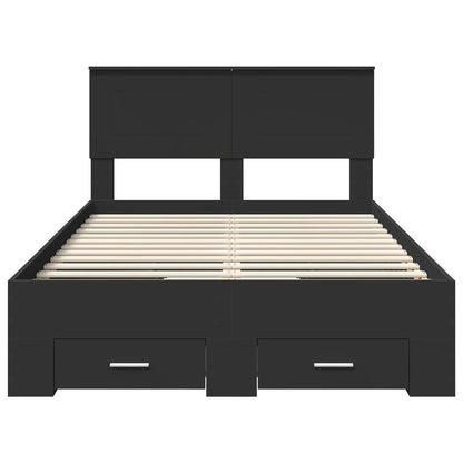 Bed Frame with Headboard Black 135 x 190 cm Engineered Wood
