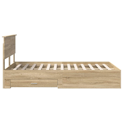 Bed Frame with Drawer Sonoma Oak 135 x 190 cm Engineered Wood