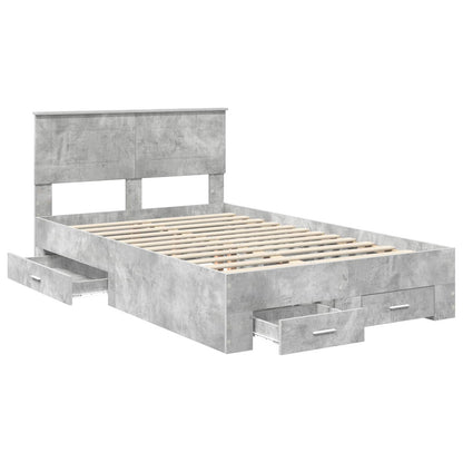 Bed Frame Concrete Grey 135 x 190 cm Engineered Wood