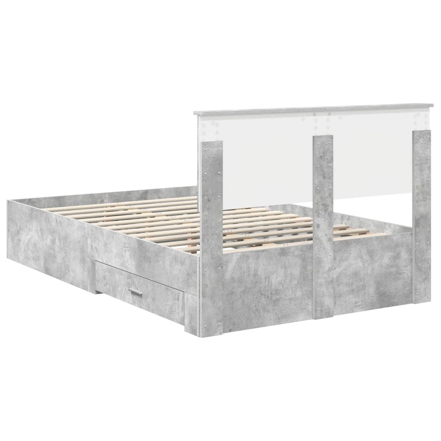 Bed Frame Concrete Grey 135 x 190 cm Engineered Wood