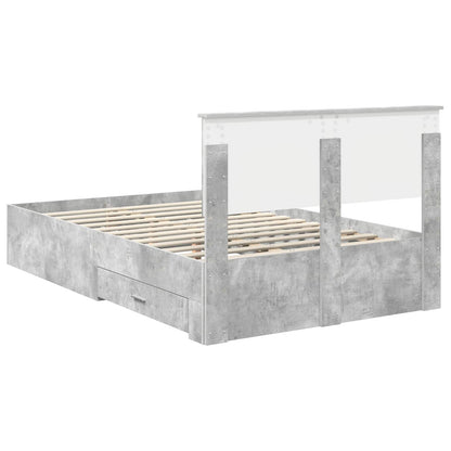 Bed Frame Concrete Grey 135 x 190 cm Engineered Wood