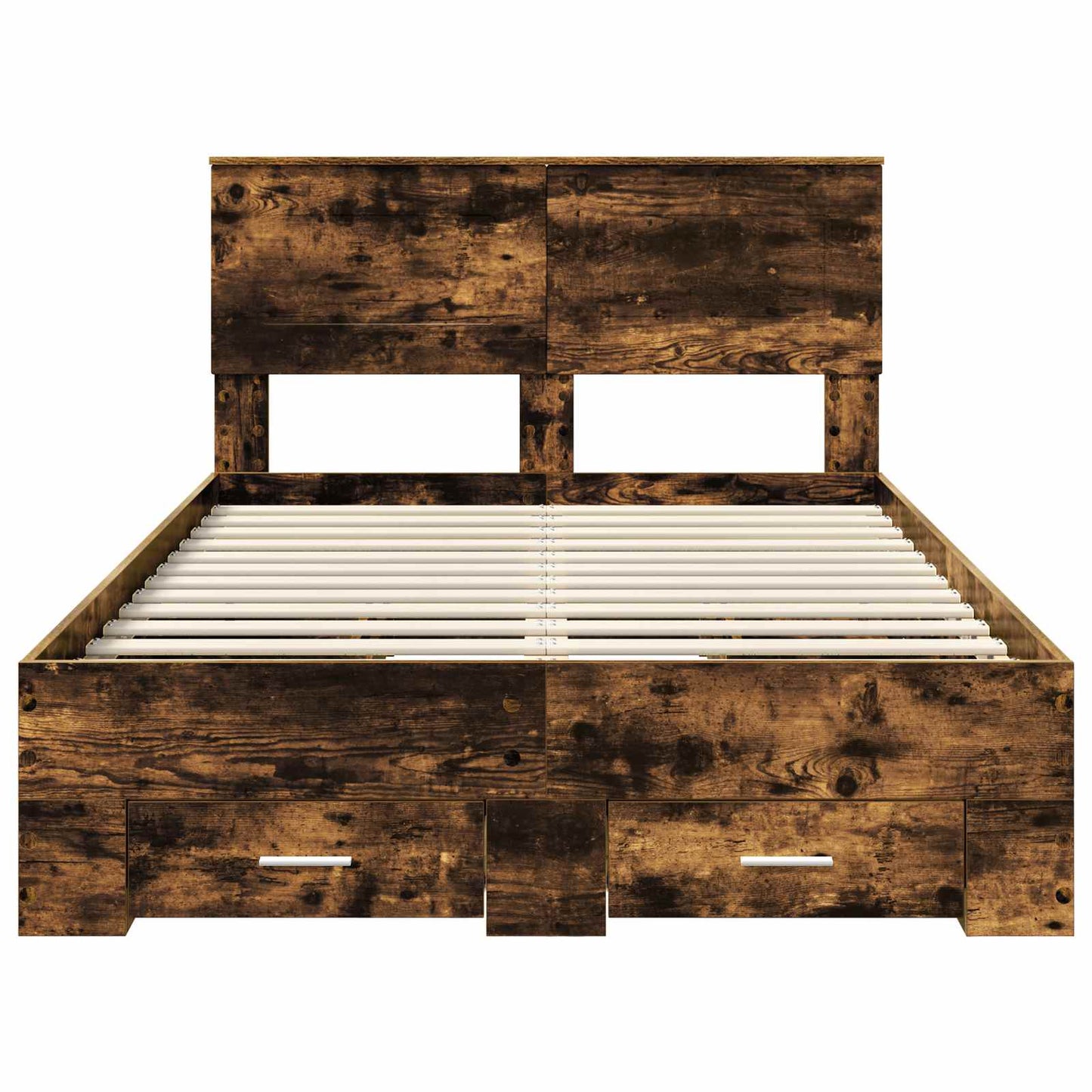 Bed Frame with Drawer Smoked Oak 135 x 190 cm Engineered Wood