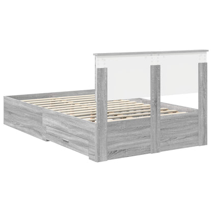 Bed Frame with Drawer Grey Sonoma 135 x 190 cm Engineered Wood