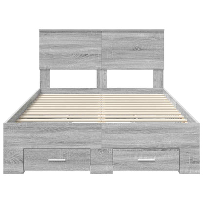 Bed Frame with Drawer Grey Sonoma 135 x 190 cm Engineered Wood
