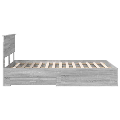 Bed Frame with Drawer Grey Sonoma 135 x 190 cm Engineered Wood