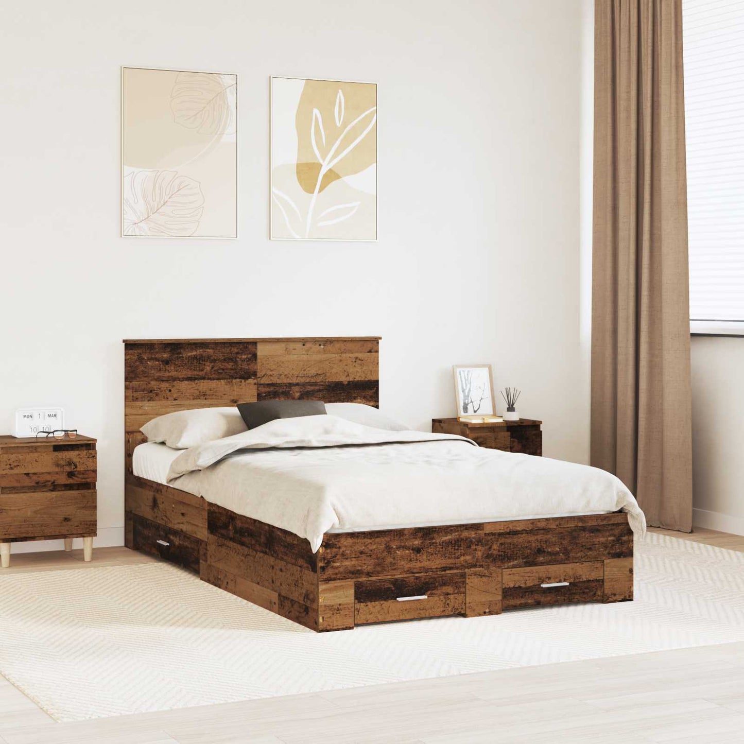 Bed Frame with Headboard Old Wood 120 x 190 cm Engineered Wood