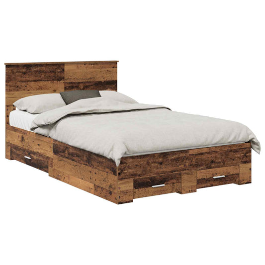 Bed Frame with Headboard Old Wood 120 x 190 cm Engineered Wood