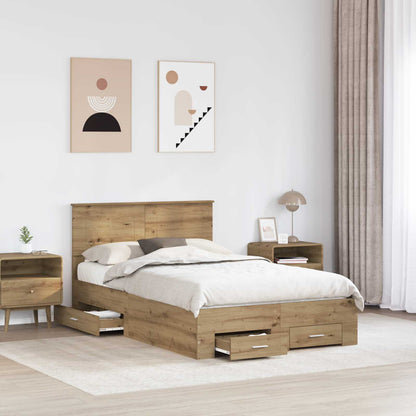 Bed Frame with Drawer Artisan Oak 120 x 190 cm Engineered Wood