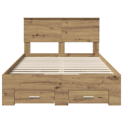 Bed Frame with Drawer Artisan Oak 120 x 190 cm Engineered Wood