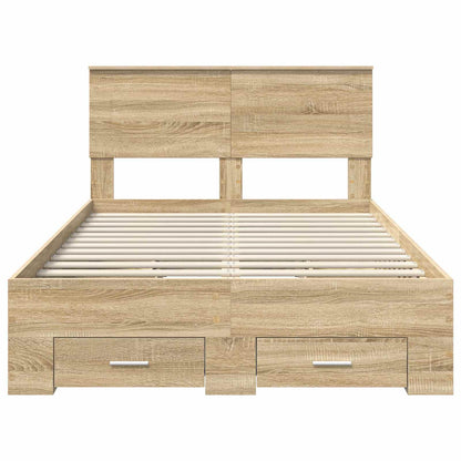Bed Frame with Drawer Sonoma Oak 120 x 200 cm Engineered Wood