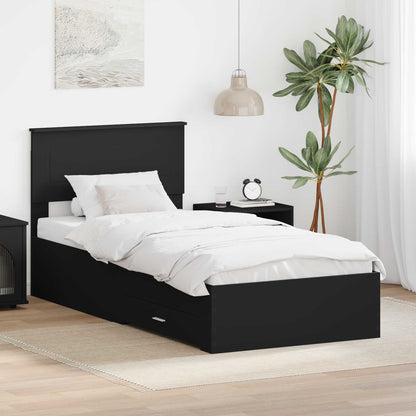 Bed Frame Black and Silver 100 x 200 cm Engineered Wood