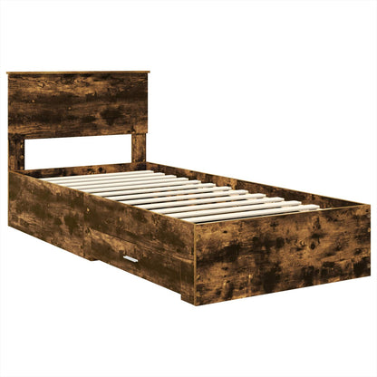 Bed Frame with Drawer Smoked Oak 100 x 200 cm Engineered Wood
