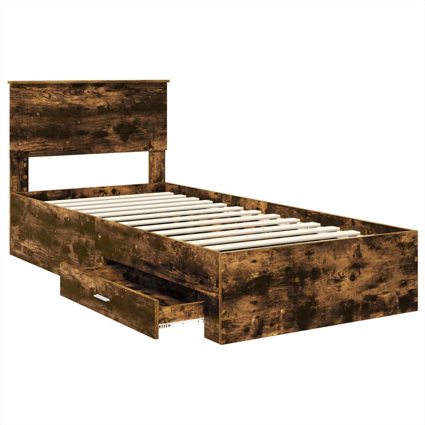 Bed Frame with Drawer Smoked Oak 100 x 200 cm Engineered Wood