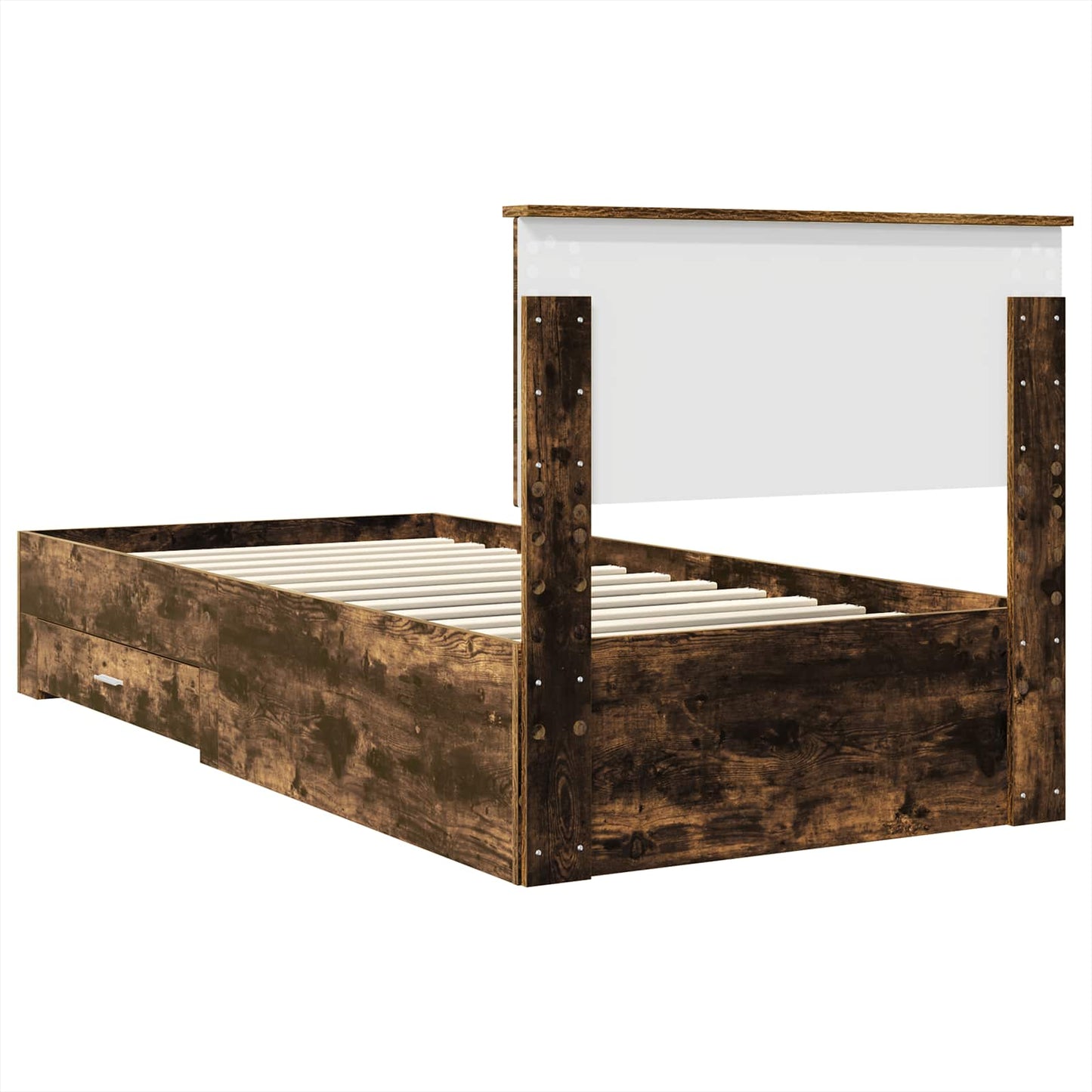 Bed Frame with Drawer Smoked Oak 100 x 200 cm Engineered Wood